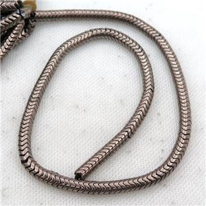 Hematite wave beads, snakeskin, chocolate electroplated, approx 4mm [HB0986-4MM]
