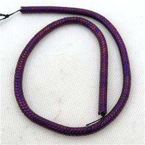 Hematite wave beads, snakeskin, purple electroplated, approx 4mm [HB0988-4MM]