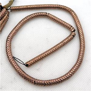 Hematite wave beads, snakeskin, brown electroplated, approx 4mm [HB0990-4MM]