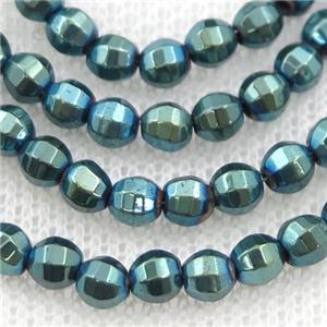 Hematite lantern beads, green electroplated, approx 8mm dia [HB0994-8MM]