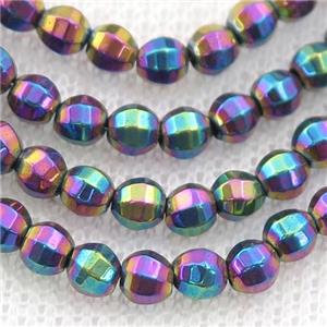 Hematite lantern beads, rainbow electroplated, approx 8mm dia [HB0997-8MM]