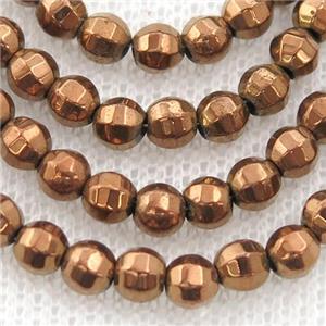 Hematite lantern beads, brown electroplated, approx 4mm dia [HB0999-4MM]
