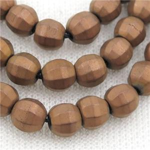matte Hematite lantern beads, brown electroplated, approx 8mm dia [HB1011-8MM]