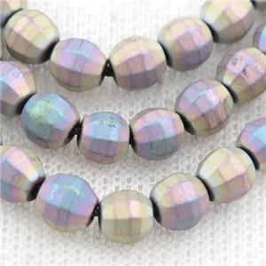 matte Hematite lantern beads, multicolor electroplated, approx 8mm dia [HB1012-8MM]