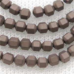 matte Hematite prism column beads, chocolate electroplated, approx 4mm [HB1022-4MM]