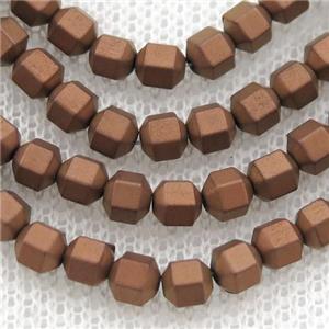 matte Hematite prism column beads, brown electroplated, approx 4mm [HB1023-4MM]