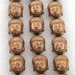 Hematite buddha beads, brown electroplated, approx 9-10mm [HB1043]