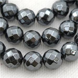 black Hematite beads, faceted round, approx 4mm [HB1063-4MM]