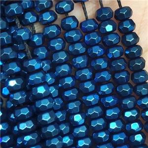 blue Hematite Beads, faceted rondelle, electroplated, approx 4mm [HB1083]