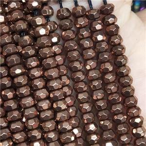 brown Hematite Beads, faceted rondelle, electroplated, approx 4mm [HB1086]
