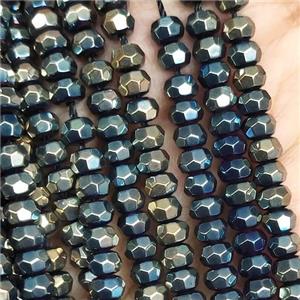 goldblue Hematite Beads, faceted rondelle, electroplated, approx 4mm [HB1087]