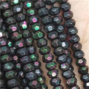 multicolor Hematite Beads, faceted rondelle, electroplated, approx 4mm [HB1089]