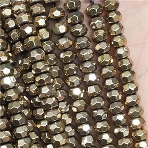 Hematite Beads, faceted rondelle, gold electroplated, approx 4mm [HB1092]