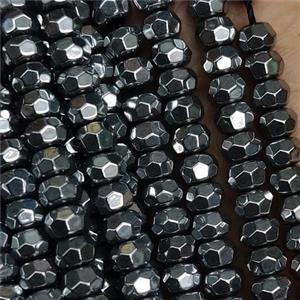 black Hematite Beads, faceted rondelle, approx 4mm [HB1093]