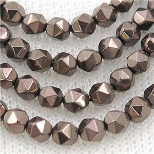 Chocolate Hematite Beads Cut Round Electroplated, approx 3-4mm [HB1094]