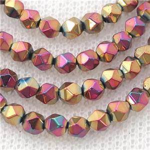 Peach Hematite Beads Cut Round Electroplated, approx 3-4mm [HB1095]