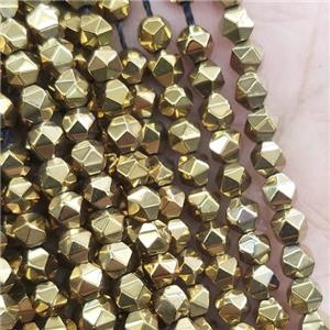 Hematite Beads Cut Round Gold Electroplated, approx 3-4mm [HB1099]