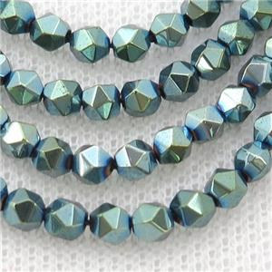 Hematite Beads Cut Round Green Electroplated, approx 7-8mm [HB1100-8MM]