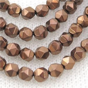 Brown Hematite Beads Cut Round Electroplated, approx 3-4mm [HB1101]