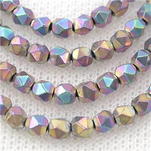 Multicolor Hematite Beads Cut Round Electroplated, approx 3-4mm [HB1103]