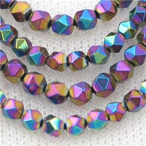 Rainbow Hematite Beads Cut Round Electroplated, approx 5-6mm [HB1104-6MM]