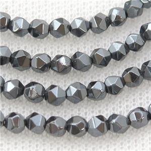 Black Hematite Beads Cut Round, approx 5-6mm [HB1107-6MM]