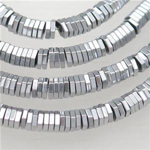 Hematite Hexagon Beads Platinum Electroplated, approx 2mm [HB1121]