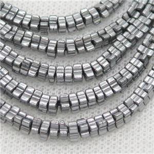 Hematite Flower Beads Platinum, approx 4mm [HB1142]