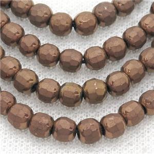 Hematite Beads Faceted Round Brown, approx 6mm [HB1162]