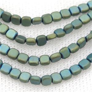 Green Hematite Beads Square Matte, approx 4mm [HB1172]