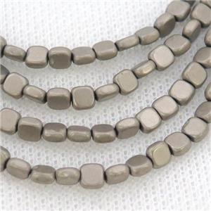 Hematite Beads Square Matte Silver, approx 4mm [HB1177]