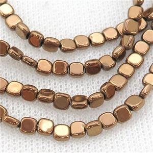 Hematite Beads Square Brown, approx 4mm [HB1181]