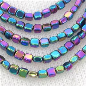 Rainbow Hematite Beads Square, approx 4mm [HB1185]