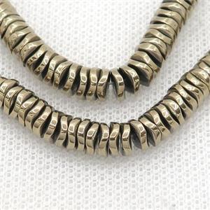 Hematite Heishi Spacer Beads Twist Pyrite Color, approx 4mm [HB1204]