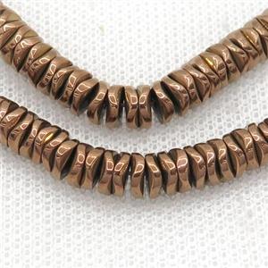 Hematite Heishi Spacer Beads Twist Brown, approx 4mm [HB1205]
