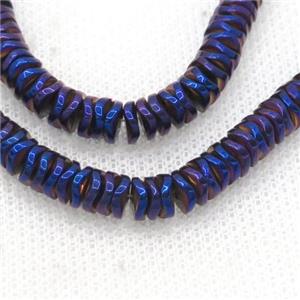 Purple Blue Hematite Heishi Spacer Beads Twist, approx 4mm [HB1208]