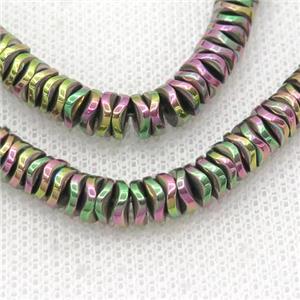 Hematite Heishi Spacer Beads Twist Multicolor Electroplated, approx 4mm [HB1209]