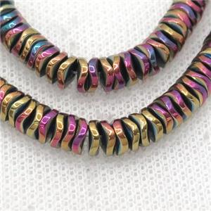 Hematite Heishi Spacer Beads Twist Multicolor Electroplated, approx 4mm [HB1210]