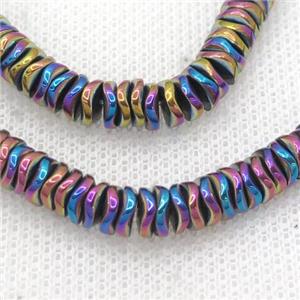 Rainbow Hematite Heishi Spacer Beads Twist, approx 4mm [HB1211]