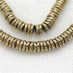 Hematite Heishi Spacer Beads Twist Lt.Gold, approx 4mm [HB1212]