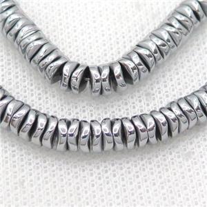 Hematite Heishi Spacer Beads Twist Platinum Electroplated, approx 4mm [HB1213]