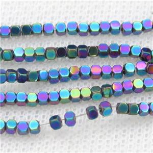 Rainbow Hematite Beads Faceted Cube, approx 3mm [HB1220-3MM]