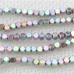 Hematite Beads Faceted Cube Multicolor, approx 3mm [HB1222-3MM]
