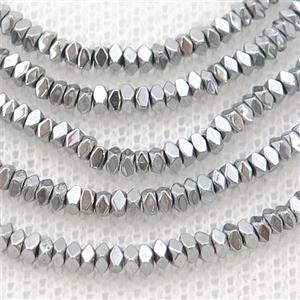 Hematite Spacer Beads Faceted Square Platinum, approx 2x3mm [HB1229]