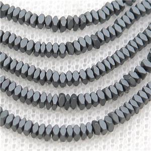 Black Hematite Spacer Beads Faceted Square Matte, approx 2x3mm [HB1232]