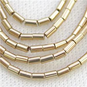 Hematite Tube Beads Lt.Gold, approx 2x4mm [HB1236]