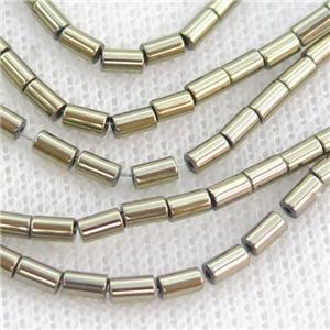 Hematite Tube Beads Pyrite COlor, approx 2x4mm [HB1238-2X4MM]