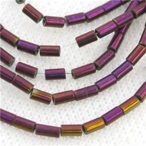 Purple Hematite Tube Beads Electroplated, approx 2x4mm [HB1242-2X4MM]