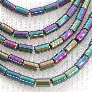 Hematite Tube Beads Multicolor, approx 2x4mm [HB1244-2X4MM]
