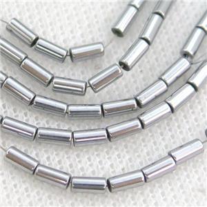 Hematite Tube Beads Platinum Electroplated, approx 2x4mm [HB1248-2X4MM]